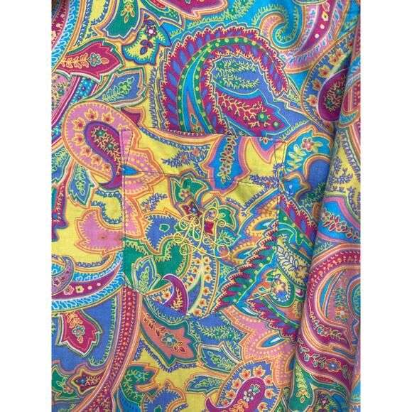 Lauren Ralph Lauren Woman's Colorful Paisley Tunic Button-Down Shirt Boho - Picture 4 of 10
